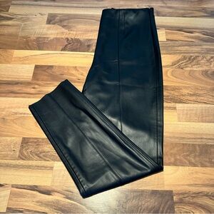 Zara Black Faux Leather Leggins Pants Women Size Large High Waisted NWT